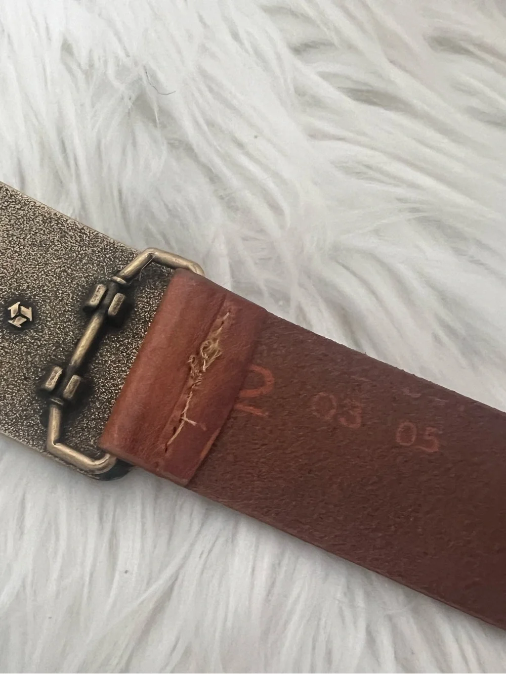 Vintage Cognac Brown Leather Belt with Antiqued Floral Buckle | Boho Western